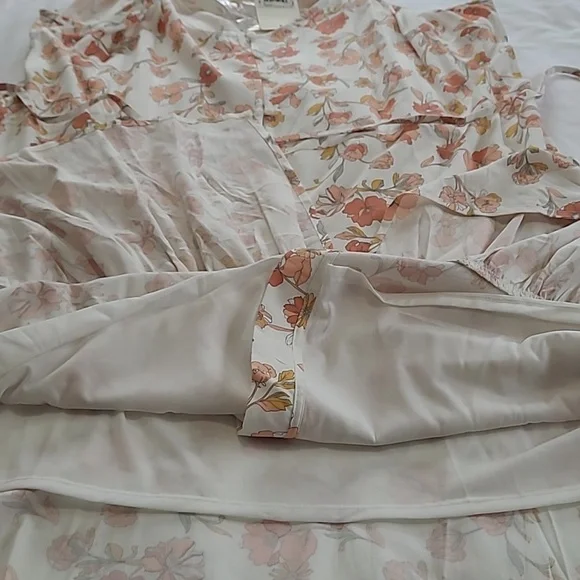 a.n.a Woman Peachy Floral Maxi Dress Sz 2XL Peach Floral Spaghetti Straps NWT - Picture 12 of 13